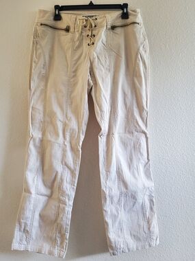 Express Precision Fit Women's Light Beige Chinos with Lace Up Front Size 11/12